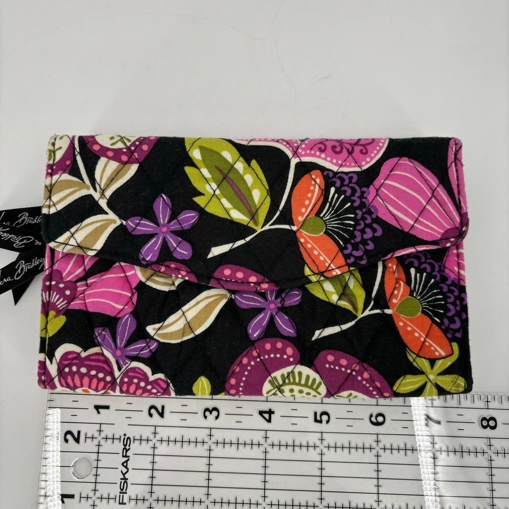 Vera Bradley Clutch Wallet Pirouette Pink Floral Quilted Snap Flap 8 Inch - Picture 8 of 9